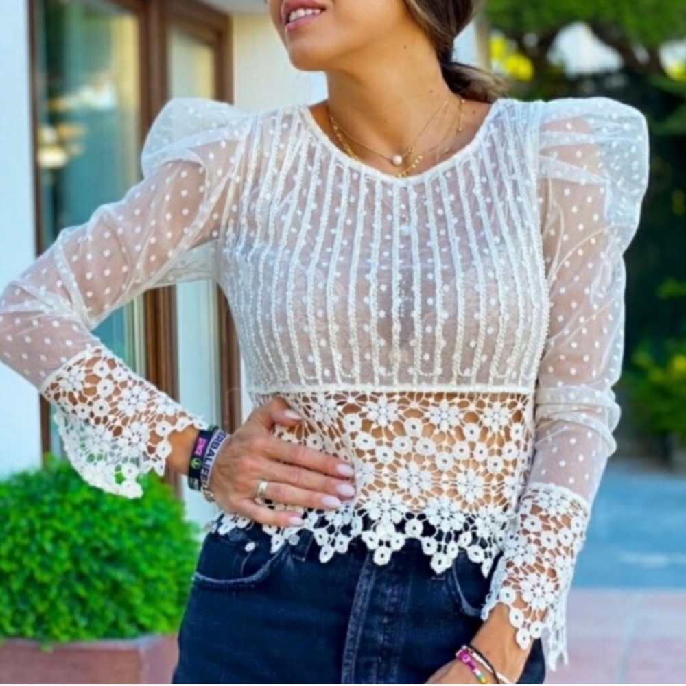 Zara dotted mesh top